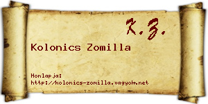 Kolonics Zomilla névjegykártya